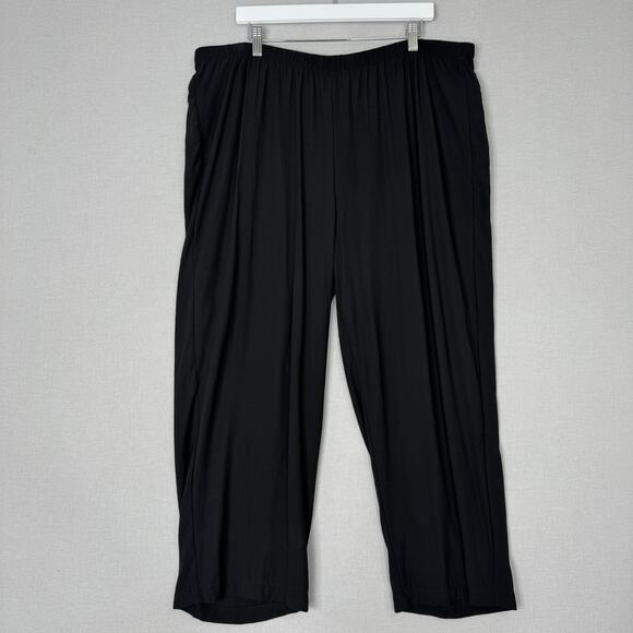 Eileen Fisher Womens Pants 1X Black 100% Silk Georgette Crepe Wide Crop Career - Picture 1 of 9